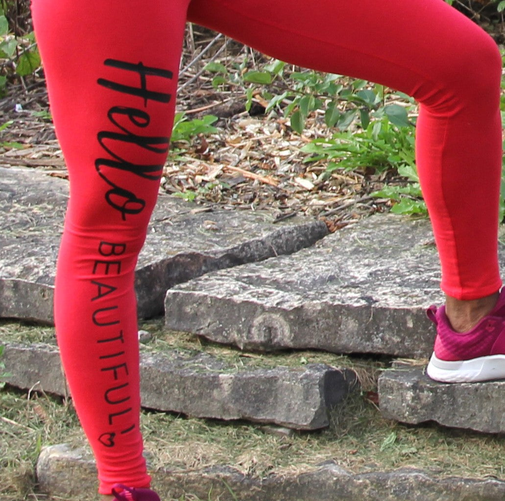 Hello Beautiful Leggings (Red)