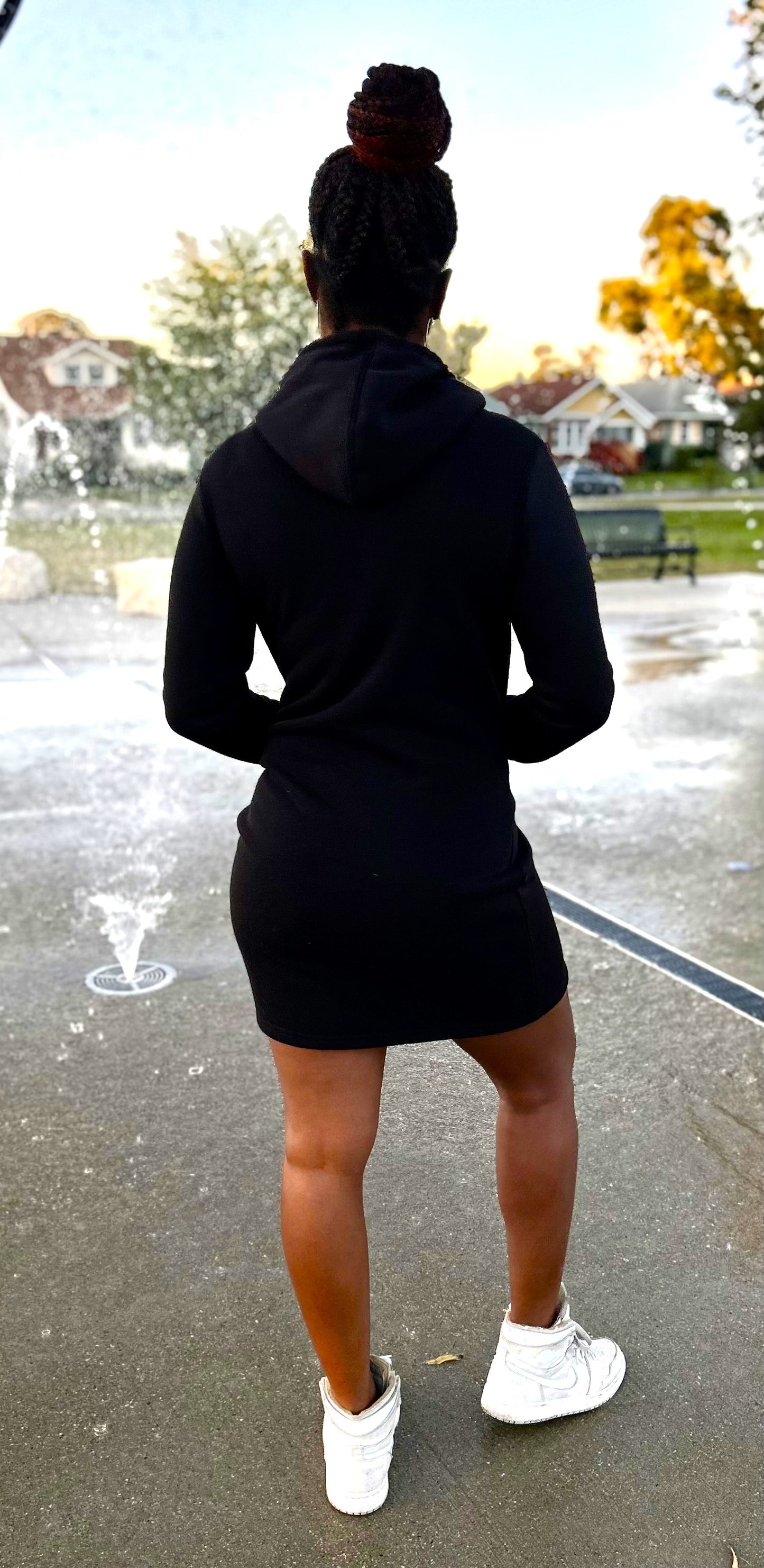 Hello Beautiful Hoodie Dress (Black)