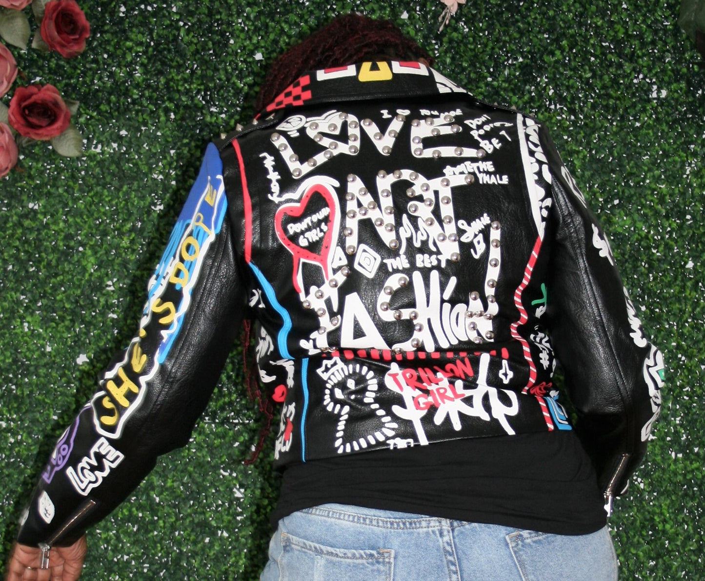 Studded Love Motorcycle Jacket/Red